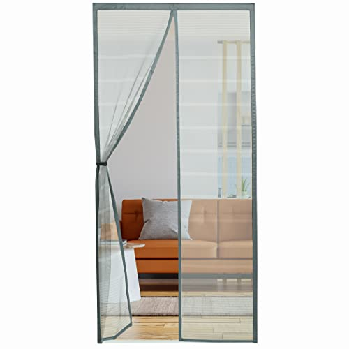 ARCOL Moustiquaire Porte Magnétique - Moustiquaire Porte Fenêtre avec Fermeture à Scratch Extra épais - Moustiquaire Porte Fenêtre Magnétique en Maille de Fibre de Verre (120x220, Gris)