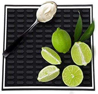 SFTYUFS Tappetini per bar da lavoro, resistenti al calore e al cibo, tappetini antigoccia, tappetini in gomma per cucina, bar, ristorante, tappetino per asciugare bicchieri (10 x 10 cm)