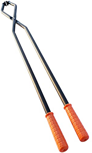 TAFIEDA Kaminzange, Holzgreifer, 101.6 cm, robuste Feuerstelle, verbesserte Feuerzange für den Innen- und Außenbereich, Kamin, Feuerstelle, Camping, Holzofen. Bestes Werkzeug für Kamin