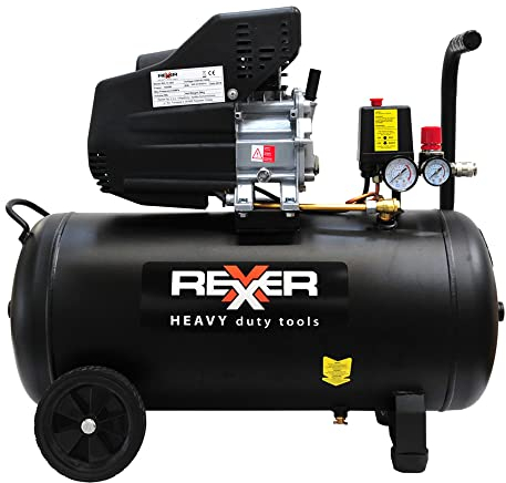 Rexxer Druckluft Kompressor 24L Tank | Flüsterkompressor | Druckluftkompressor (1100 Watt, max 8 bar, 156 l/min Ansaugleistung, Motordrehzahl 2800 U/min)