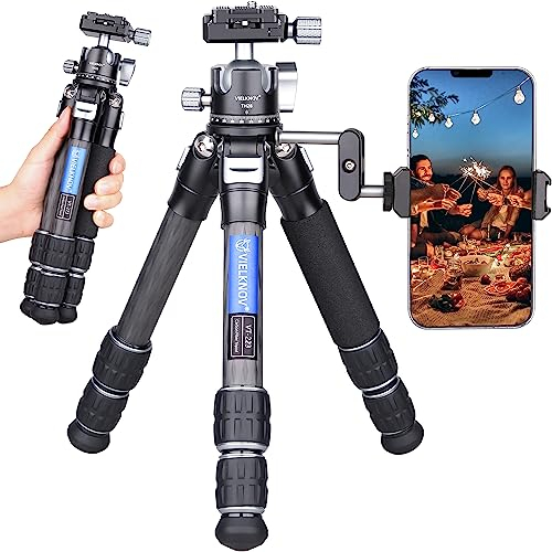 VIELKNOV Tischstativ, Mini-Kohlefaserstativ mit doppeltem U-Nut-Kugelkopf, kleines kompaktes tragbares Reisekamerastativ, maximale Belastung 15 kg.