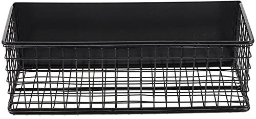 HEMOTON Wire Mesh Magnetic Storage Basket Trash Cadd-y Container Desk Tray Office Organizer Bin for Microwave Oven Refrigerator Kitchen Office Black