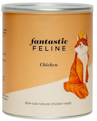 Fantastic Feline Natural Cat Food Treats- Pure Freeze Dried Chicken Meat Pieces for Indoor and Outdoor Cats- Crunchy and Healthy Snacks in Bite Size Pieces - 160gr
