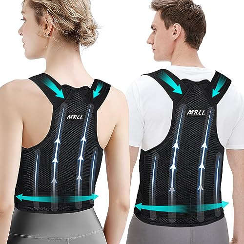 Back Support Brace Posture Corrector: Adjustable Shoulder Lumbar Belt For Women and Men - Upper backs Straightener For Neck and Shoulders (XXL)