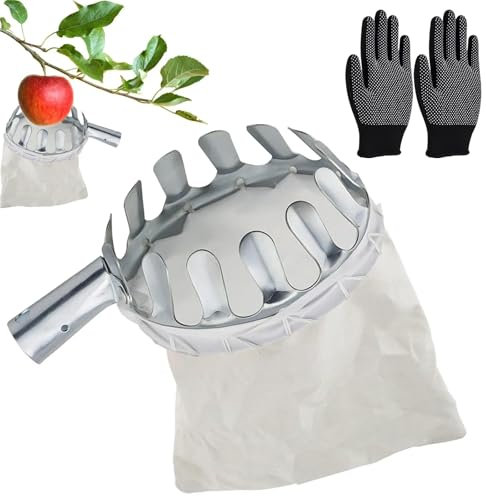 sunnilly Recogedor de Frutas, Recolector de Frutas, para Recoger Frutas, Frutas Herramientas Recolectoras, Recoge Frutas de árboles, Hortícola Recogedor Cesta, para Manzanas, Naranjas, (Ø16 cm)