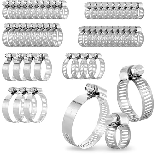 Poppstar 52 Slangklämmor Rörklämmor av rostfritt stål i set, klämmområde 6-51mm mm, bandbredd 8-12,7 mm