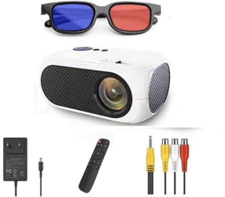 Home Theater M24 Mini Projector Supports 1080P Decoding Built-in Audio LED Projector for Smartphone Notebook 3D Glasses As Gift (White)