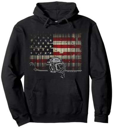 American Flag Hockey Apparel - Hockey Pullover Hoodie