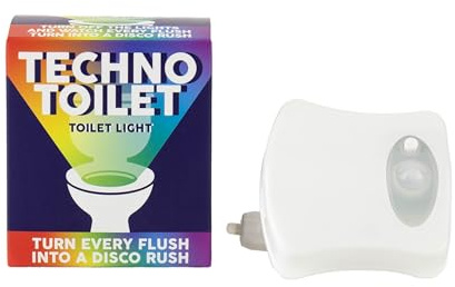 Gift Republic Techno Toilet Light Motion-Sensor Toilet Bowl Seat Light with 8 Colours Battery-Operated Novelty Night Light Body Motion Sensor Party Light Fun Novelty Gift Bathroom Accessory