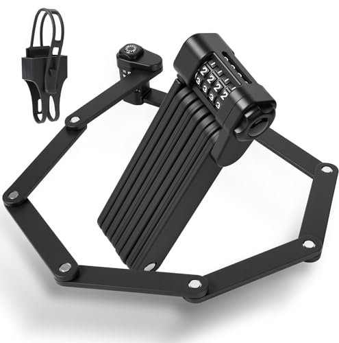 Gaethra Faltschloss Fahrrad Zahlenschloss, Fahrradschloss Faltschloss 110cm, Fahrrad Schloß mit 4-stelliges Codeschloss, Fahrradschloss Hohe Sicherheit mit Halterung, für Motorrad, E-Bike, Fahrrads