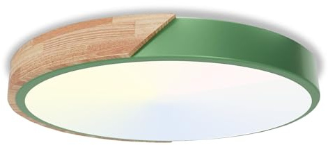 Plafonnier LED rond 30W-6000K/4000K/3000K 3températures de couleur 3000lm Lampe de chambre en bois IP54 Lampe de cuisine moderne pour couloir,salon,salle de bain,bureau,balcon,cuisine,sous-sol-Ø30cm