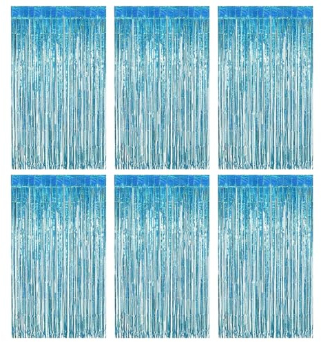 DUTIFUL 6 tende con orpelli blu glitterate, per feste, decorazioni di compleanno, matrimoni, festival, decorazioni per palcoscenici (1 m x 2 m)