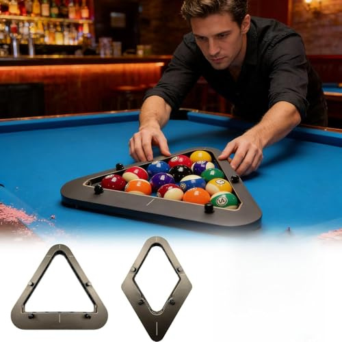 Anedios Heavy Duty Solid Wood Precision Billiard Rack, Billiard 8 Ball/9 Ball Racks Triangle/Diamond Pool Ball Racks, Adjustable Pool Table Ball Holder Positioning Rack (Need Assemble by Yourself)
