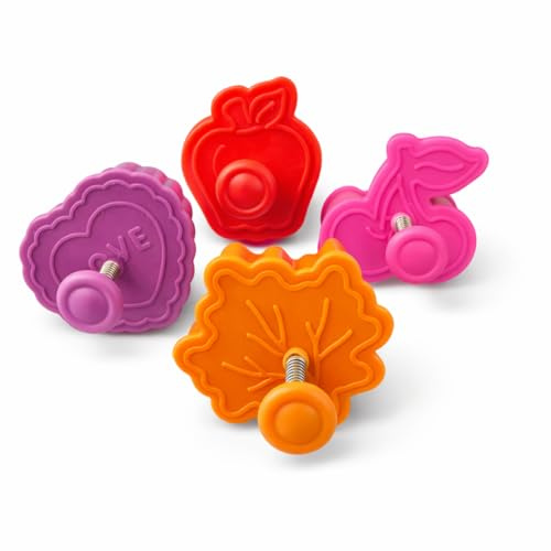 Mrs. Anderson's Baking Pie Crust Cookie Cutters, Set of 4, Spring-Action Embossing Cutters For Pie Crusts, Cookies, And Pastry Dough