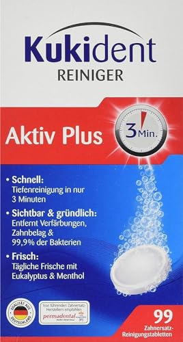 Kukident Aktiv Plus Express Reinigungsmittel, 3er Pack (3 x 99 Stück)