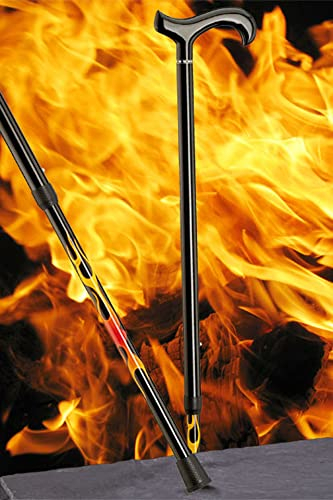 Gehstock Carbonderby Flames, schicker Derbygriff aus Carbon, aufgesetzt auf einen Stock aus Carbonfaser mit extravagentem Flammenmuster, höhenverstellbar, inklusiv Gummipuffer