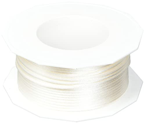 PRÄSENT Cordón RHEIN crema, cordón trenzado para regalos 50 m, paquetes y obsequios, 3 mm de ancho, accesorios para decoración y manualidades, cintas decorativas resistentes al desgarro