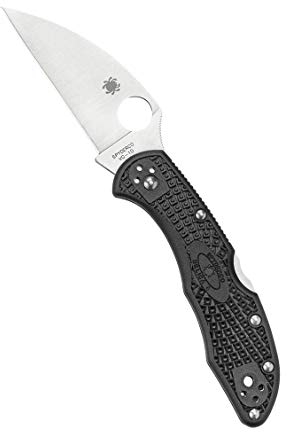 Spyderco Unisex-Erwachsene, Klingenlänge: 7.29 cm, Lockback Delica 4 Black FRN Plain Wharncliffe Klappmesser, schwarz