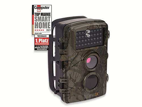 Technaxx Nature Wild Cam TX-69 Full HD Outdoor Überwachungskamera Wildkamera Nachtsicht 12 MP 1080P Wasserdicht Kabellos 0,6 Sekunden Auslösezeit, Bewegungsmelder Fotofalle braun-grün