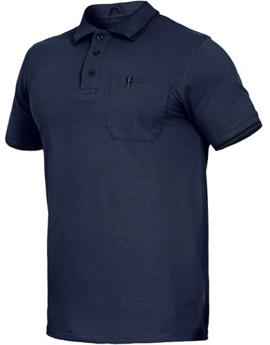 Leibwächter Polo-Shirt Herren Flex-Line – Marine – Gr. M – Poloshirt mit Brusttasche – Kurzarm Poloshirts mit 3 Knöpfen – 50% Baumwolle 50% Polyester – Sommer Arbeitsbekleidung für Herren