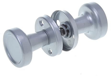 Aqbau® Türknopf Drehbar Silber auf Rundrosette Knopfdrücker Drehknauf zimmertür Türknauf Komplettes Set Türknöpfe inkl. Bolzen und Schrauben Türklinke Türgriffe Knauf