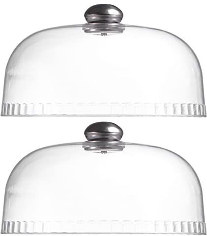 Kuchenglocke Tortenplatte Kuchenständer Glasglocke Fliegenhaube: 2 Stücke Kunststoff Tortenglocke Torten Glashaube Kuchen Haube Tortenhaube Lebensmittel Abdeckung für Rose Patisserie Cover