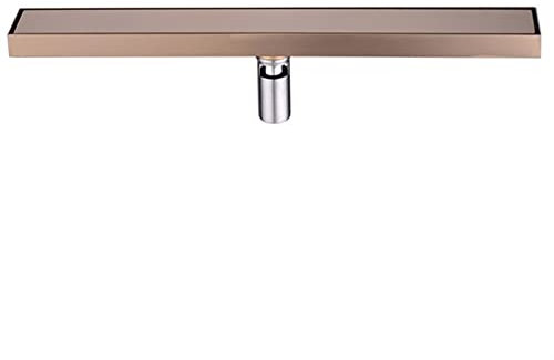 MMBBOD Canaleta de Ducha Piso Lineal de Ducha Inserto de Drenaje de Acero Inoxidable Piso de baño Piso Lineal Invisible Ducha Rectangular Canal de Drenaje, Extremadamente Plano, Oro Rosa