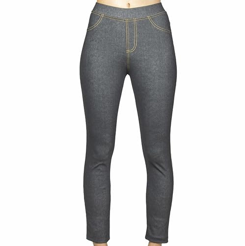 Renato Balestra Leggings Donna Invernali Effetto Jeans - Comodi e Caldi - Adatti a Fitness, Yoga e Tempo Libero - Nero (S/M)