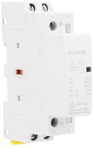 Contacteur de Tension CC, 25A 12V/24V BCH8-25 2NO Commutateur de Contacteur Modulaire CC, Contacteur de Tension Domestique Montage sur Rail Din pour SystèMe de ContrôLe Intelligent (DC 12V)