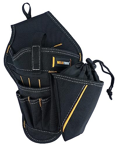 MELOTOUGH Drill Holster With Impact Driver and Bit Pouch - Heavy Duty Cordless Tool for Belt (Right Hand)