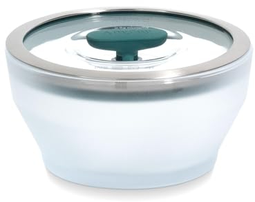 Anyday Utensilios de cocina para microondas y recipiente de vidrio de 4 tazas con tapa de vidrio, almacenamiento profundo de alimentos sin plástico | Vaporizador hermético apilable con tapa ventilada