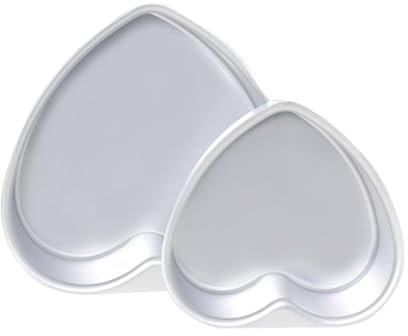 XZJMY Lot de 2 moules à gâteau en aluminium en forme de cœur de 1,6 cm pour mariages, fêtes, cuisine, anniversaire, Saint-Valentin (7,6 cm)