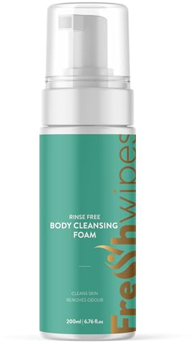 FreshWipes Rinse Free Foaming Body Wash 200ml - Gentle Cleansing & Odour-Eliminating - Suitable for Sensitive Skin - No Water No Rinse Ideal for Disability, Post Operation, Festival & Camping