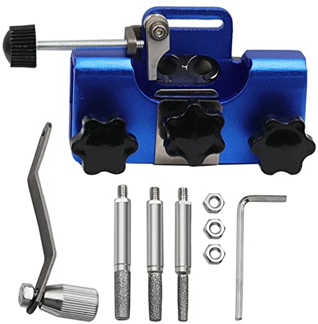 Affila Catena Motosega,Affila Catena Motosega Professionale,Kit Affilacatene Per Motoseghe, con 3 teste di rettifica,Manovella Portatile Affilatrice per Tutti i Tipi di Motoseghe