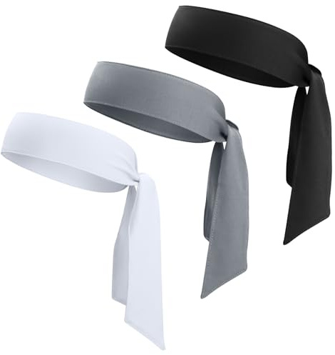 Head Ties Headband Sports Sweatband for Men Women, 3 Pack Adjustable Ninja Headband Karate Tie Back Sweat Wicking Workout Head Band for Basketball, Running, Tennis, Athletics