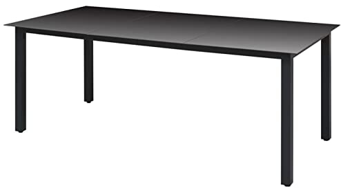 ARKEM Tavolo da Giardino Nero 190x90x74 cm in Alluminio e Vetro,Tavolo Pieghevole Rettangolare Multifunzione Con Piano E Struttura Richiudibile Salvaspazio, Per Arredo Esterno, Interno, Giardino, Terr