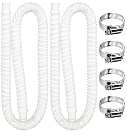 AUEJACKY 2 Stück Pool Ersatzschlauch, Metallanschlüsse, Polyethylen (PE), Schwimmbad-Ersatzschlauch, Poolschlauch für Oberirdische Pools, Schwimmbadfilterpumpen