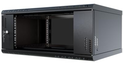 Stalflex Rackskåp för 19 tum 4U 450 mm PRO – kraftigt stål – rack och skåp för nätverksutrustning, rackskåp, kompatibel med hyllhylla