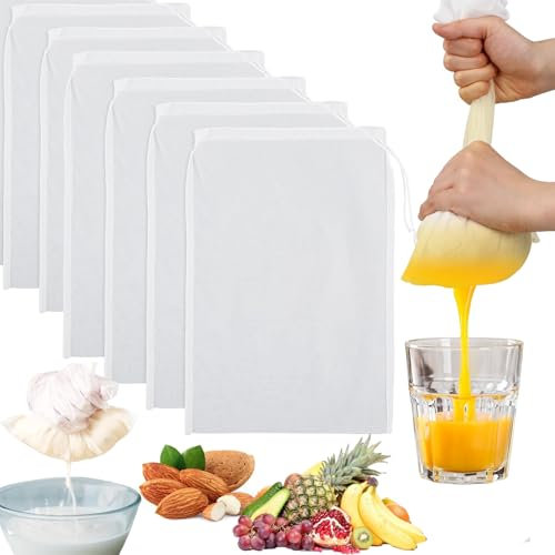 6 Pack Cheese Cloths for Straining,8”x12” Food Grade Nylon Muslin Cloths for Cooking,Nut Milk Bag Straining,Unbleached Muslin Strainer Cloths for Cooking,Nylon Strainer for Yogurt Almond Soy Oat Milk