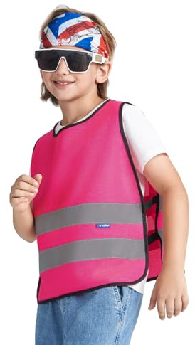 AYKRM Pink Hi Vis Vest for Kids 10-14 Years Unisex Kids High Visibility Reflective Vest