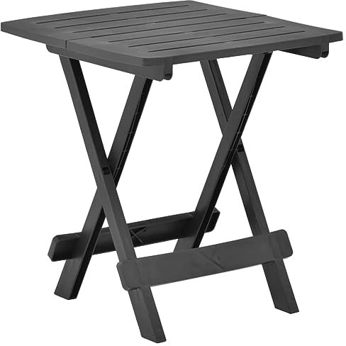 Iiaky Tavolo da Giardino Pieghevole Antracite 45x43x50 cm in Plastica-Tavolo Pieghevole Rettangolare Multifunzione Con Piano E Struttura Richiudibile Salvaspazio,Per Arredo Esterno,Interno,Giardino,Te