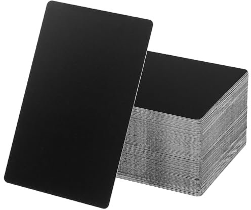 MUNGHOK 200 Stück Metall Visitenkarten Schwarz, 86x54x0,21 mm Aluminium Visitenkarten Blanko, Visitenkarten Rohlinge Lasergravierte Alu Karten für VIP Karte und Bürokunden DIY Geschenkkarten