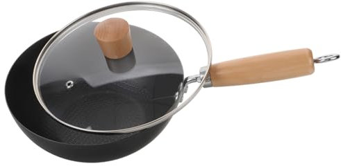 MOLUCKFU Small Iron Pot Lid for Kitchen Traditional Wok Design Cooking Pot for Frying Pan Use for Stir Fry Pan