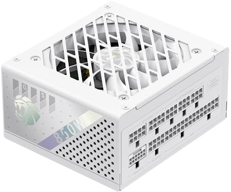 GAMEMAX GS 850G WH SFX Fuente de Alimentación para PC de 850W, Totalmente Modular, 80 Plus Gold, Condensadores Japoneses de Alta Gama, Ventilador FDB, APFC+LLC+DC-DC, 9 Protecciones