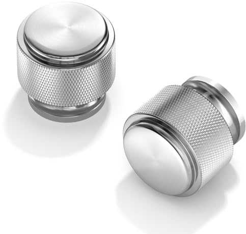 FURNIWARE 10 stycken möbelknoppar borstad nickel, lådknoppar i silver, räfflade, köksknappar, knopp, 25 mm, skåpknappar, dörrknopp, rund, byrå för skåp, garderob
