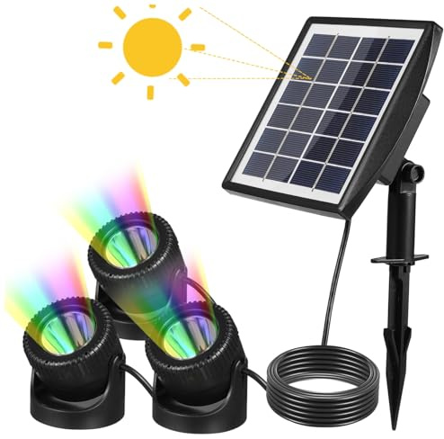 Yardenfun Luces LED Solares Subacuáticas para Jardín y Patio Iluminación Decorativa para Estanques y Instalación de Lámparas Coloridas para Exterior
