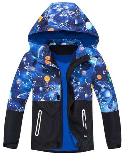 Jungen Wasserdicht Jacke Fleecefütterung Warm Outdoorjacke Atmungsaktiv Winddicht Wanderjacke Softshelljacke Outdoorjacke Mit Kapuze（Blau, 146/152）