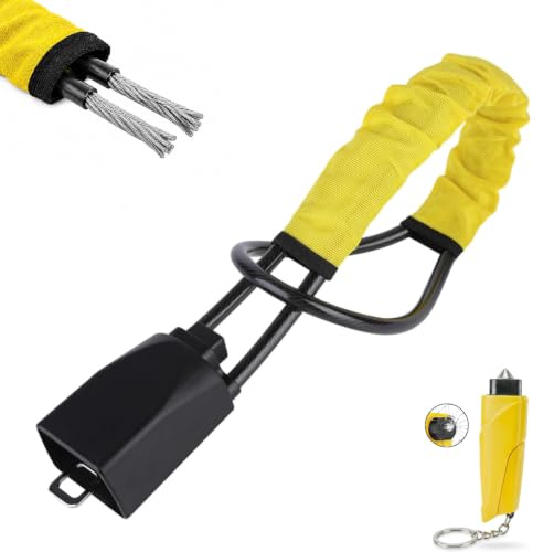 Car Steering Wheel Locks with Window Breaker Cut Resistance Car Security Lock Easy to Car Security Lock Install Theft Device Belt Seat Crook Locks 3 Keys for SUV, Van, Golf Cart, Truck