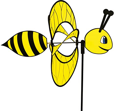 CIM Windspiel - Magic Bee - UV-beständig und wetterfest - Windrad: Ø38cm X Motiv: 46x18cm, Gesamthöhe: 103cm - inkl. Fiberglasstab und Bodendübel