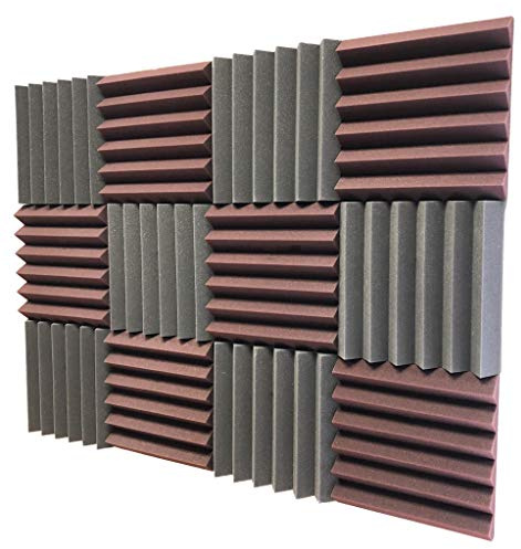 Soundproof Store 4492 Acoustic Wedge Soundproofing Studio Foam Tiles, 2 X 12 X 12-Inch, Pack of 12 (Charcoal Black and Burgundy Maroon)